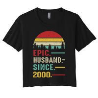 25th Wedding Anniversary For Him Epic Husband Since 2000 Women's Crop Top Tee