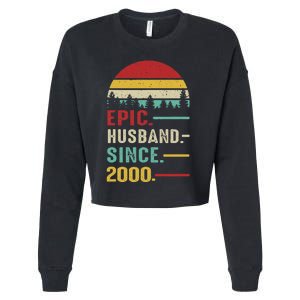 25th Wedding Anniversary For Him Epic Husband Since 2000 Cropped Pullover Crew