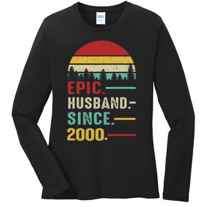 25th Wedding Anniversary For Him Epic Husband Since 2000 Ladies Long Sleeve Shirt