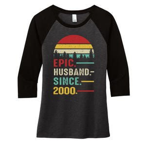 25th Wedding Anniversary For Him Epic Husband Since 2000 Women's Tri-Blend 3/4-Sleeve Raglan Shirt