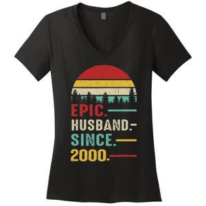 25th Wedding Anniversary For Him Epic Husband Since 2000 Women's V-Neck T-Shirt