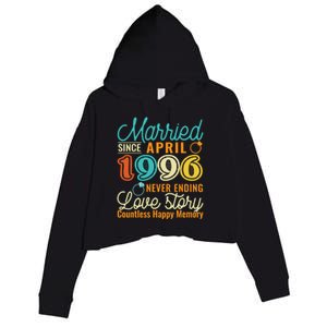 26th Wedding Anniversary Love Story Married Since April 1996 Cute Gift Crop Fleece Hoodie