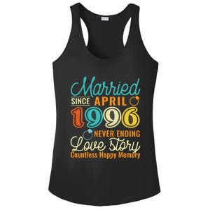 26th Wedding Anniversary Love Story Married Since April 1996 Cute Gift Ladies PosiCharge Competitor Racerback Tank