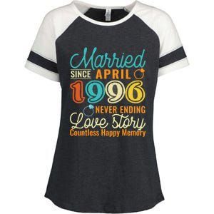 26th Wedding Anniversary Love Story Married Since April 1996 Cute Gift Enza Ladies Jersey Colorblock Tee