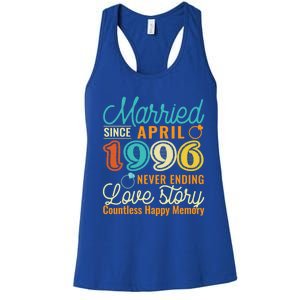 26th Wedding Anniversary Love Story Married Since April 1996 Cute Gift Women's Racerback Tank