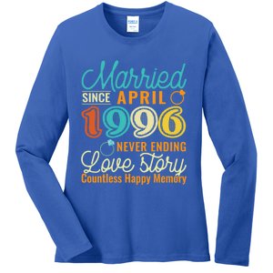 26th Wedding Anniversary Love Story Married Since April 1996 Cute Gift Ladies Long Sleeve Shirt