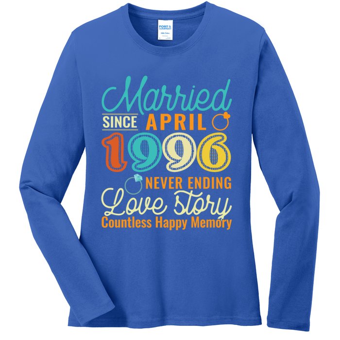 26th Wedding Anniversary Love Story Married Since April 1996 Cute Gift Ladies Long Sleeve Shirt