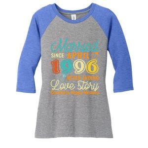 26th Wedding Anniversary Love Story Married Since April 1996 Cute Gift Women's Tri-Blend 3/4-Sleeve Raglan Shirt