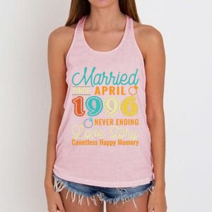 26th Wedding Anniversary Love Story Married Since April 1996 Cute Gift Women's Knotted Racerback Tank