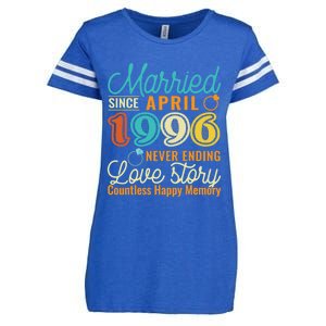 26th Wedding Anniversary Love Story Married Since April 1996 Cute Gift Enza Ladies Jersey Football T-Shirt