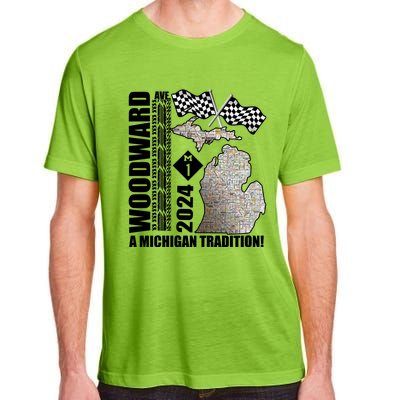 2024 Woodward Ave A Michigan Tradition Map Adult ChromaSoft Performance T-Shirt