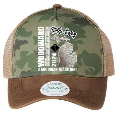 2024 Woodward Ave A Michigan Tradition Map Legacy Tie Dye Trucker Hat