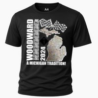 2024 Woodward Ave A Michigan Tradition Map Cooling Performance Crew T-Shirt