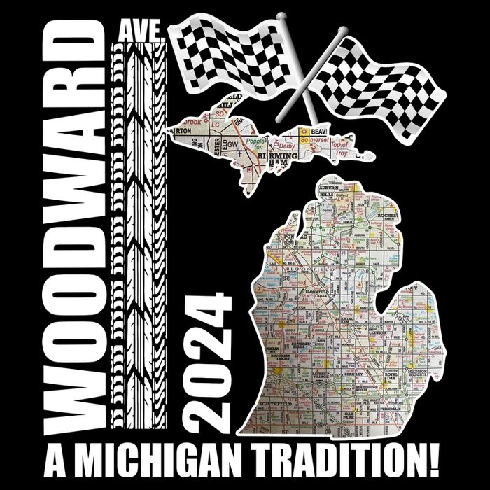 2024 Woodward Ave A Michigan Tradition Map Cooling Performance Crew T-Shirt