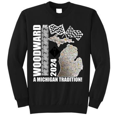 2024 Woodward Ave A Michigan Tradition Map Sweatshirt