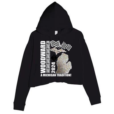 2024 Woodward Ave A Michigan Tradition Map Crop Fleece Hoodie