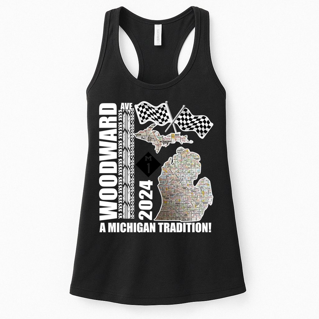 2024 Woodward Ave A Michigan Tradition Map Womens Tank Top