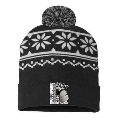 2024 Woodward Ave A Michigan Tradition Map USA-Made Snowflake Beanie