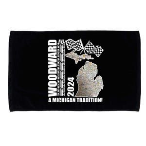 2024 Woodward Ave A Michigan Tradition Map Microfiber Hand Towel