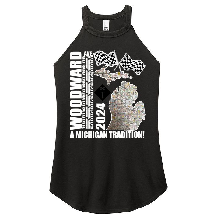 2024 Woodward Ave A Michigan Tradition Map Women's Perfect Tri Rocker Tank