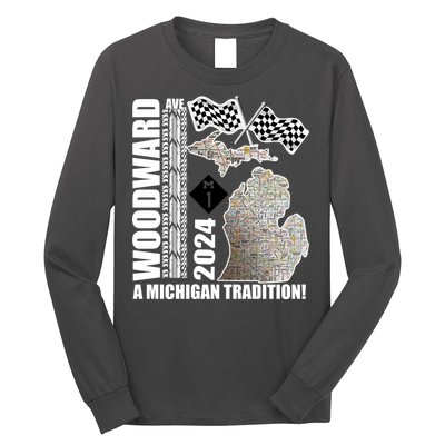 2024 Woodward Ave A Michigan Tradition Map Long Sleeve Shirt