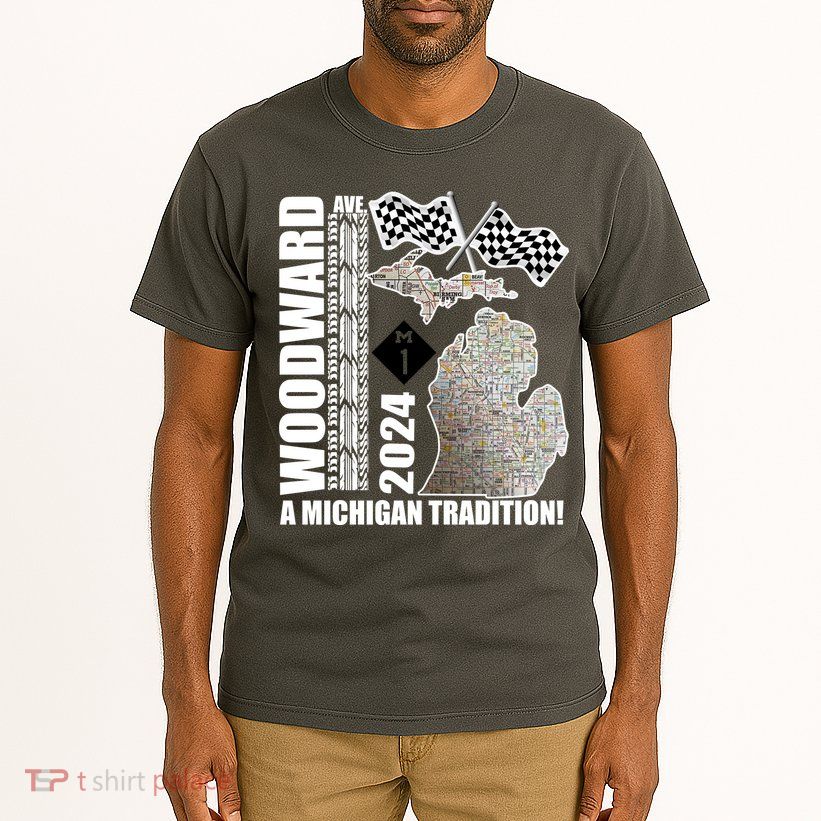 2024 Woodward Ave A Michigan Tradition Map Tall T-Shirt