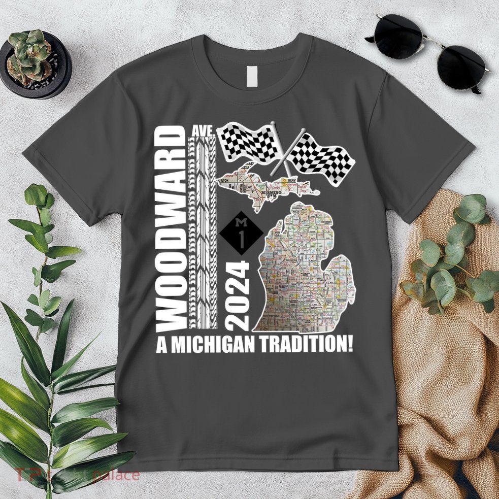 2024 Woodward Ave A Michigan Tradition Map Premium T-Shirt