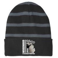 2024 Woodward Ave A Michigan Tradition Map Striped Beanie with Solid Band