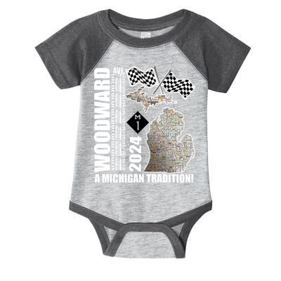 2024 Woodward Ave A Michigan Tradition Map Infant Baby Jersey Bodysuit