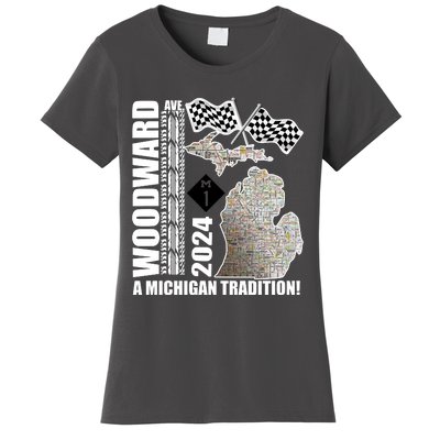 2024 Woodward Ave A Michigan Tradition Map Women's T-Shirt