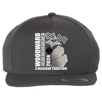 2024 Woodward Ave A Michigan Tradition Map Wool Snapback Cap