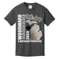 2024 Woodward Ave A Michigan Tradition Map Kids T-Shirt