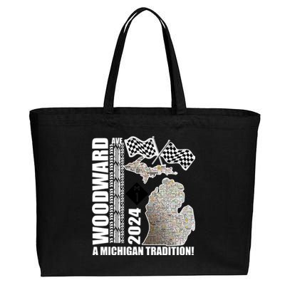 2024 Woodward Ave A Michigan Tradition Map Cotton Canvas Jumbo Tote