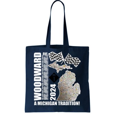 2024 Woodward Ave A Michigan Tradition Map Tote Bag