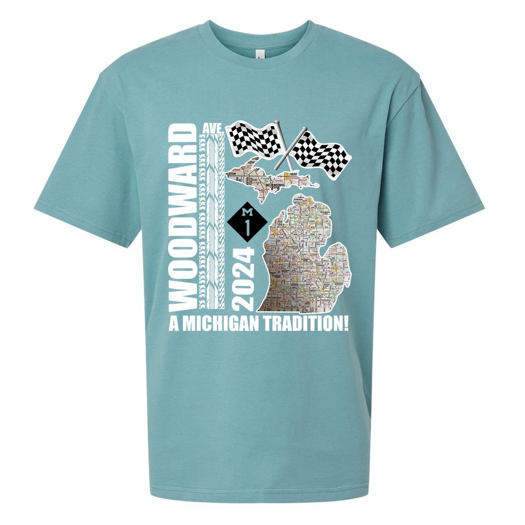 2024 Woodward Ave A Michigan Tradition Map Sueded Cloud Jersey T-Shirt
