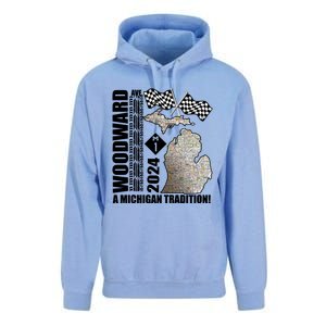 2024 Woodward Ave A Michigan Tradition Map Unisex Surf Hoodie