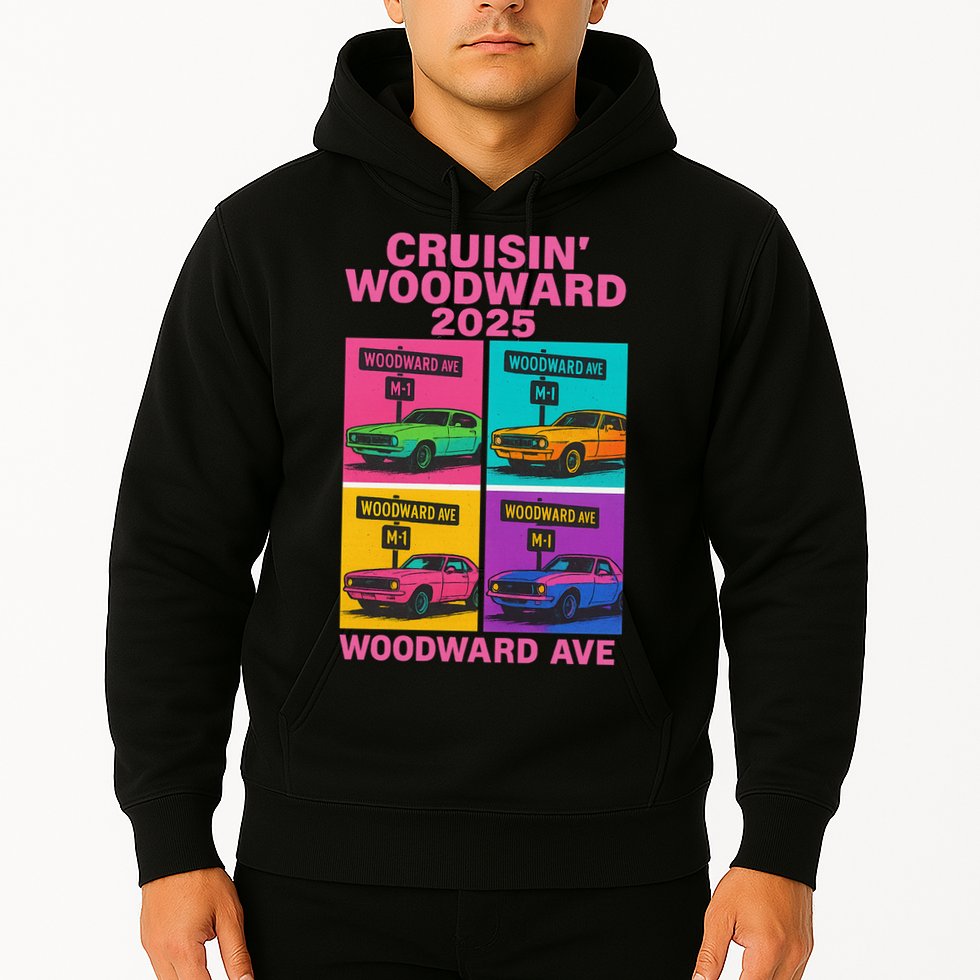 2025 Woodward Ave M1 Car Cruise Pop Art Hoodie