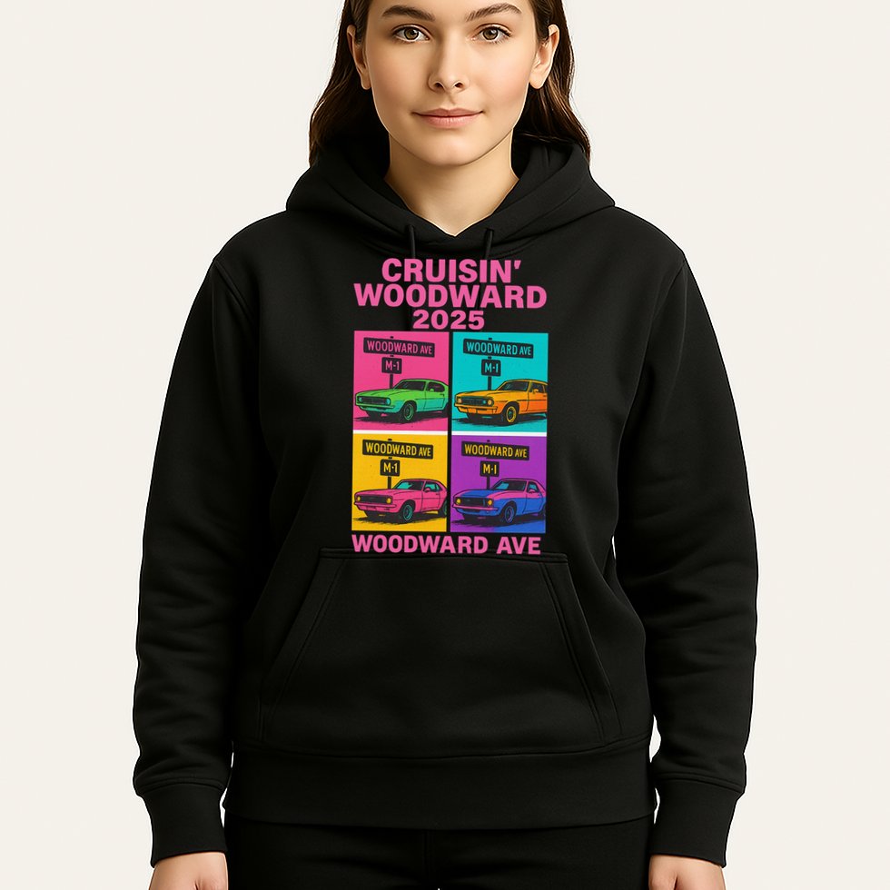 2025 Woodward Ave M1 Car Cruise Pop Art Hoodie