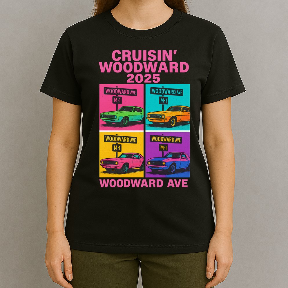 2025 Woodward Ave M1 Car Cruise Pop Art T-Shirt