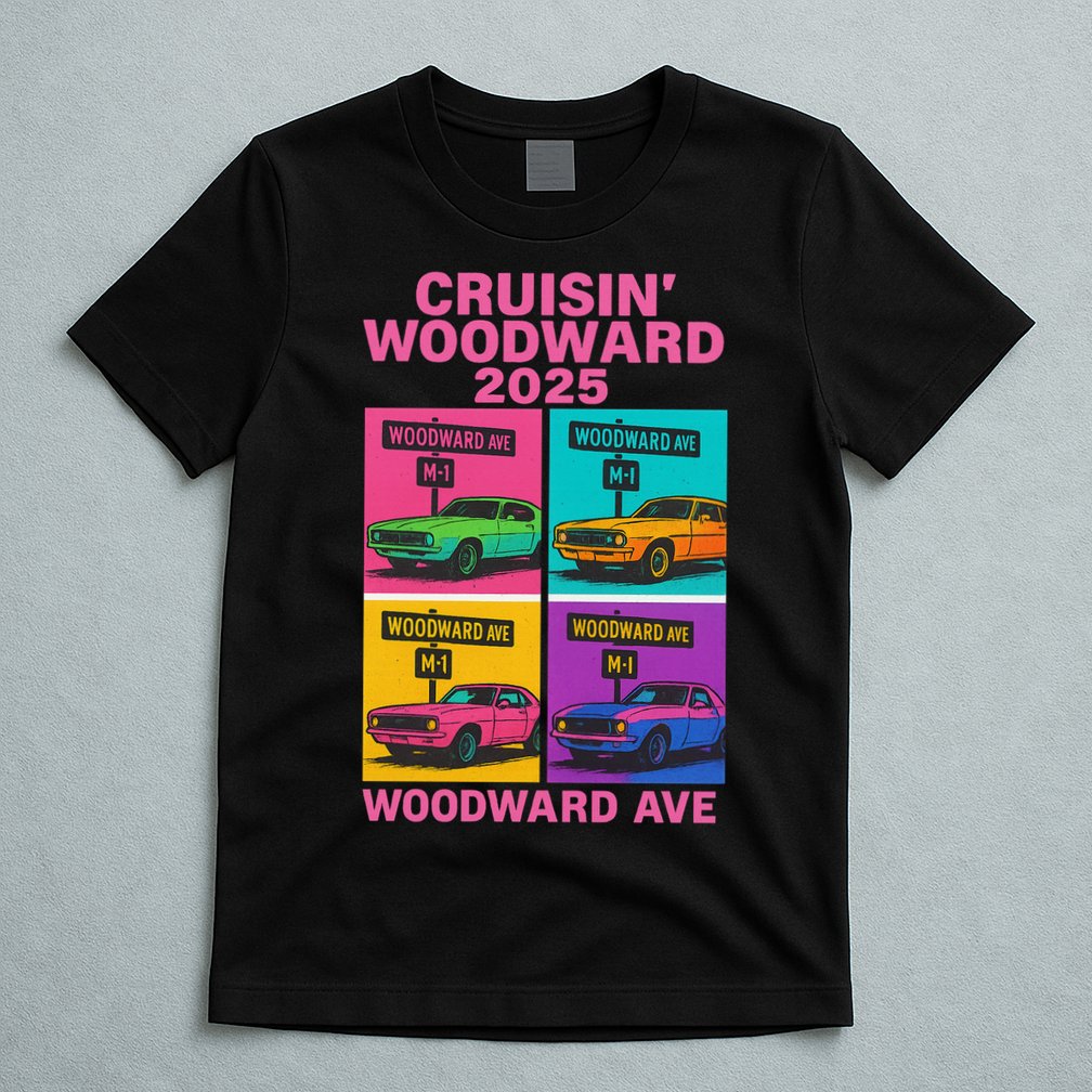 2025 Woodward Ave M1 Car Cruise Pop Art T-Shirt