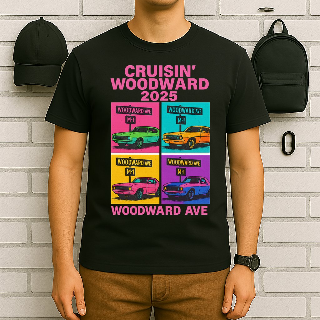 2025 Woodward Ave M1 Car Cruise Pop Art T-Shirt