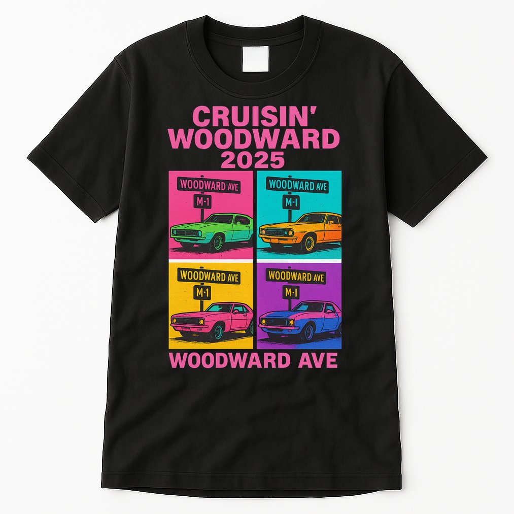 2025 Woodward Ave M1 Car Cruise Pop Art Tall T-Shirt