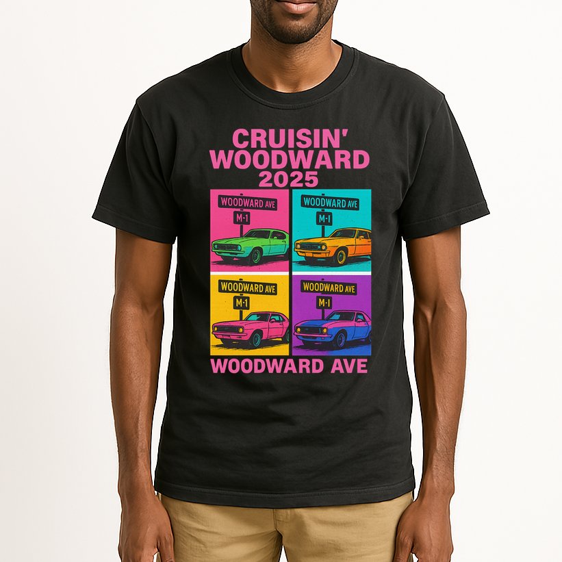 2025 Woodward Ave M1 Car Cruise Pop Art Tall T-Shirt