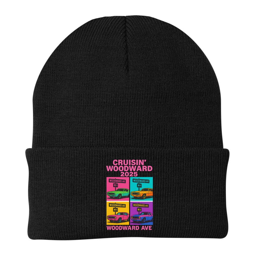 2025 Woodward Ave M1 Car Cruise Pop Art Beanie