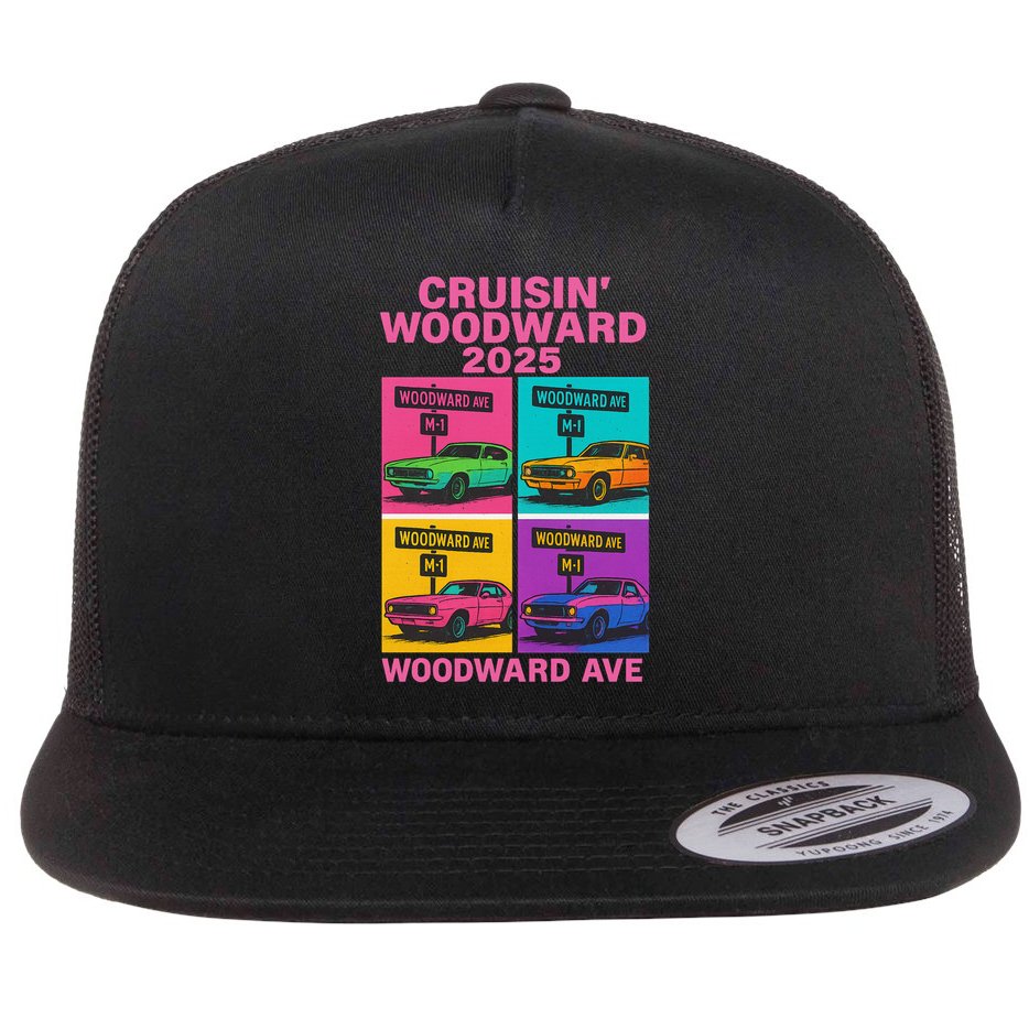 2025 Woodward Ave M1 Car Cruise Pop Art Flat Bill Trucker Hat