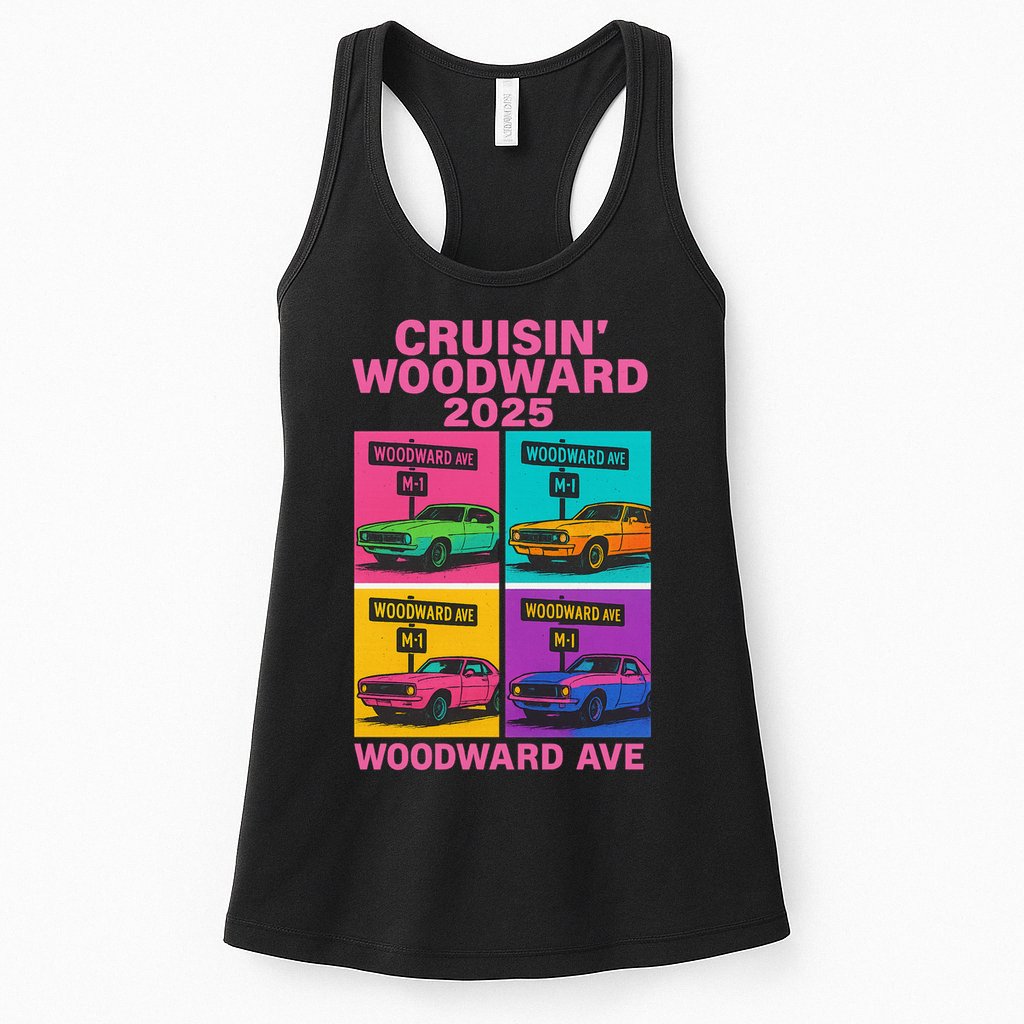 2025 Woodward Ave M1 Car Cruise Pop Art Womens Tank Top
