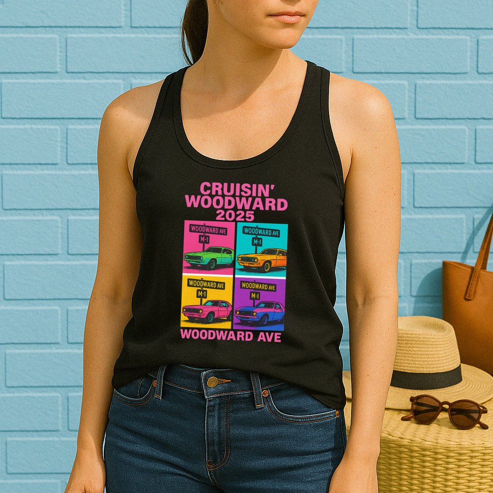 2025 Woodward Ave M1 Car Cruise Pop Art Womens Tank Top