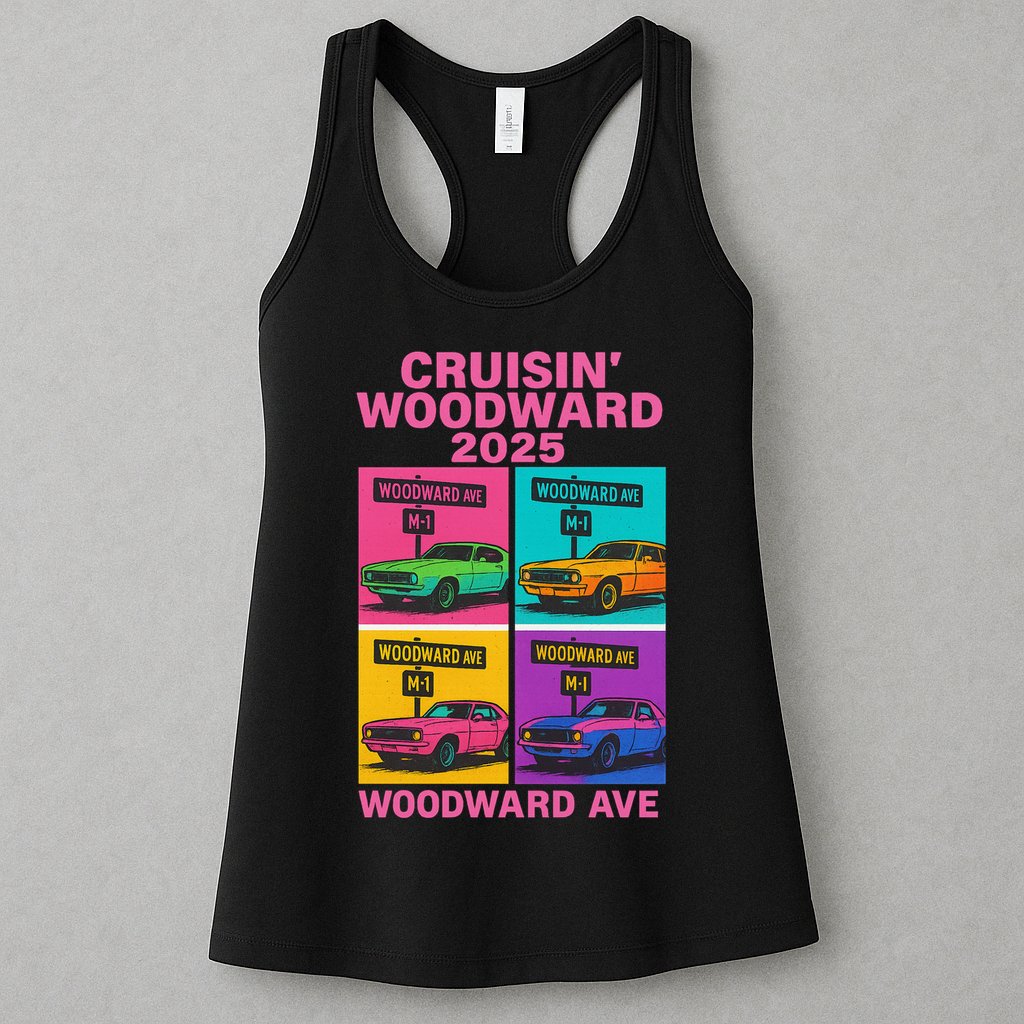 2025 Woodward Ave M1 Car Cruise Pop Art Womens Tank Top