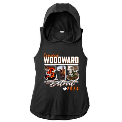 2024 Woodward Ave 313 Cruising Detroit Ladies PosiCharge Tri-Blend Wicking Draft Hoodie Tank