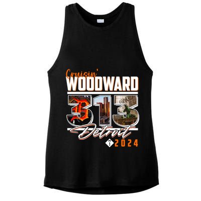 2024 Woodward Ave 313 Cruising Detroit Ladies PosiCharge Tri-Blend Wicking Tank
